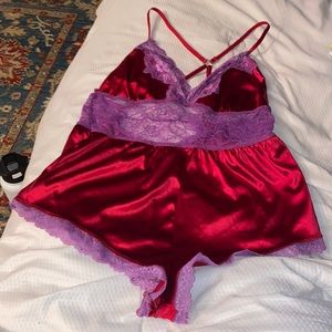 Red and purple lingerie one piece